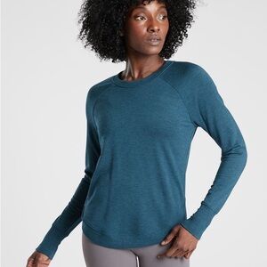 NWT Athleta Mindset Sweatshirt Size Small Blue Tencel Modal